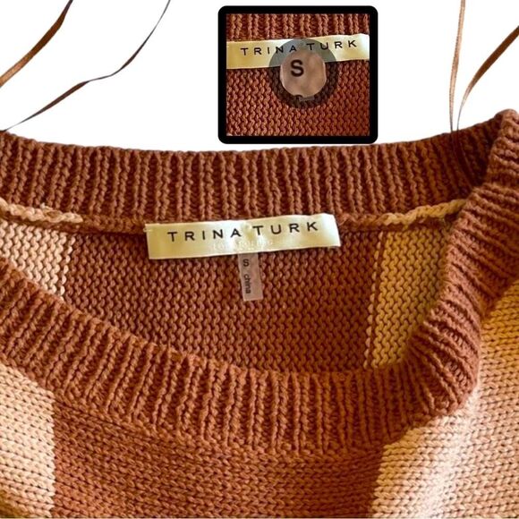 Trina Turk Horizon Bold Stripe Boatneck Dolman Sleeve Ribbed Trim Sweater - Picture 15 of 16